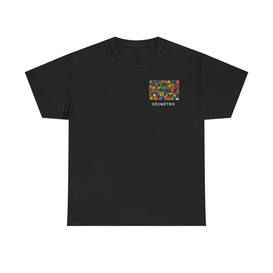 Colorful Geometric Print Unisex Heavy Cotton Tee, Comfortable Graphic T-Shirt, Casual Wear, Gift for Art Lovers, Everyday Style