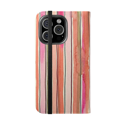 Summer Stripe Vegan Leather Flip Case