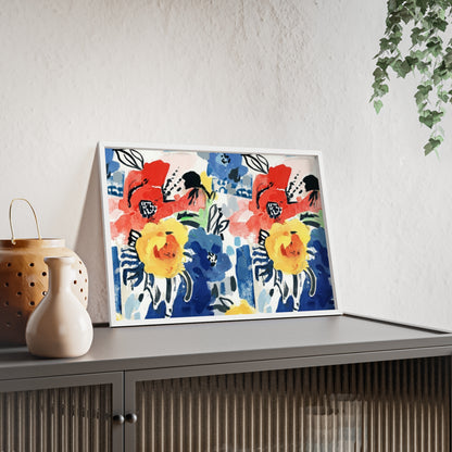 Abstract Flora Wood Framed Posters