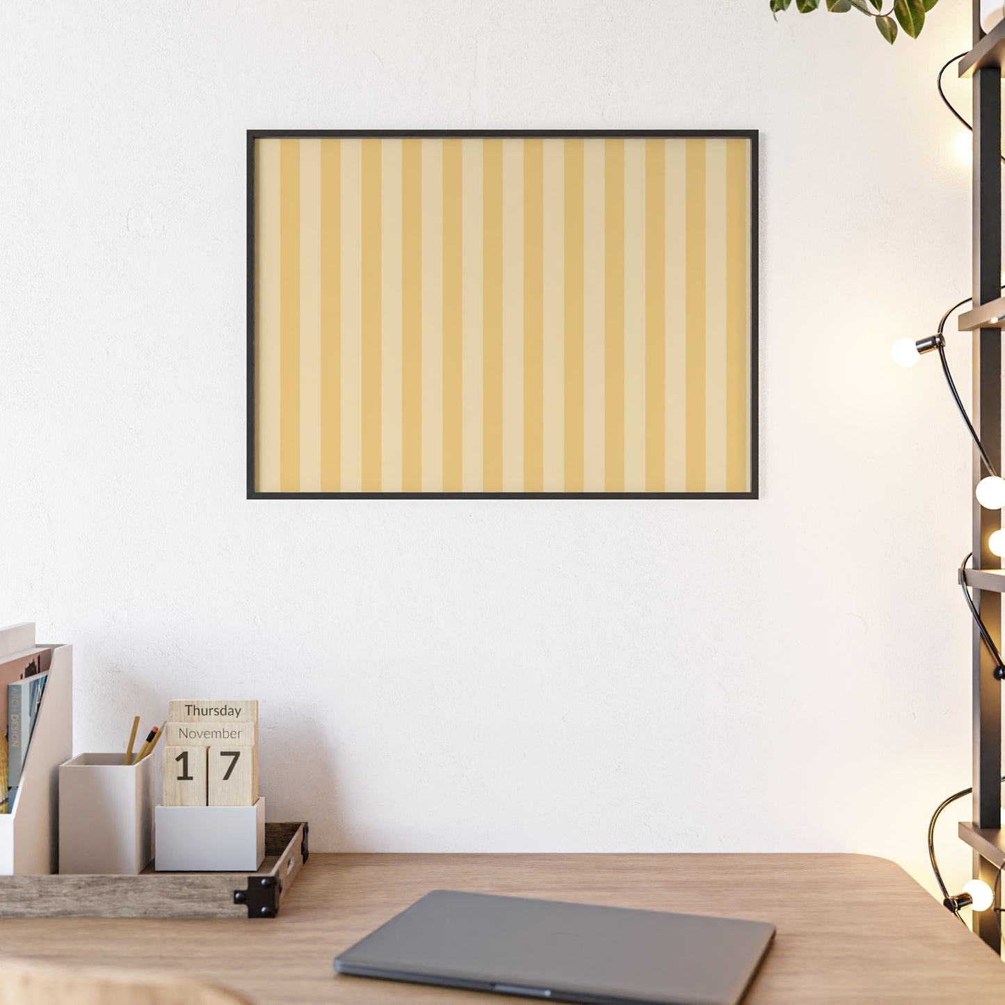 Buttercup Stripe Wood Framed Posters