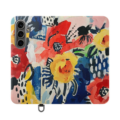 Abstract Flora Vegan Leather Flip Case
