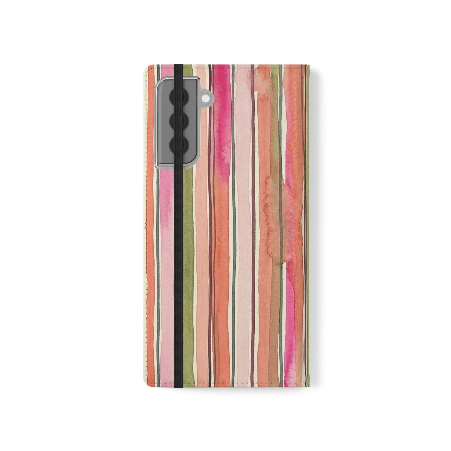 Summer Stripe Vegan Leather Flip Case