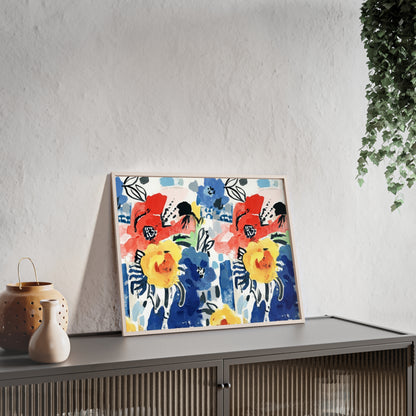 Abstract Flora Wood Framed Posters