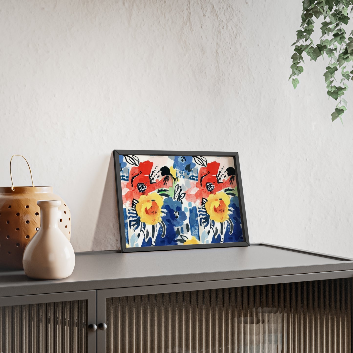 Abstract Flora Wood Framed Posters