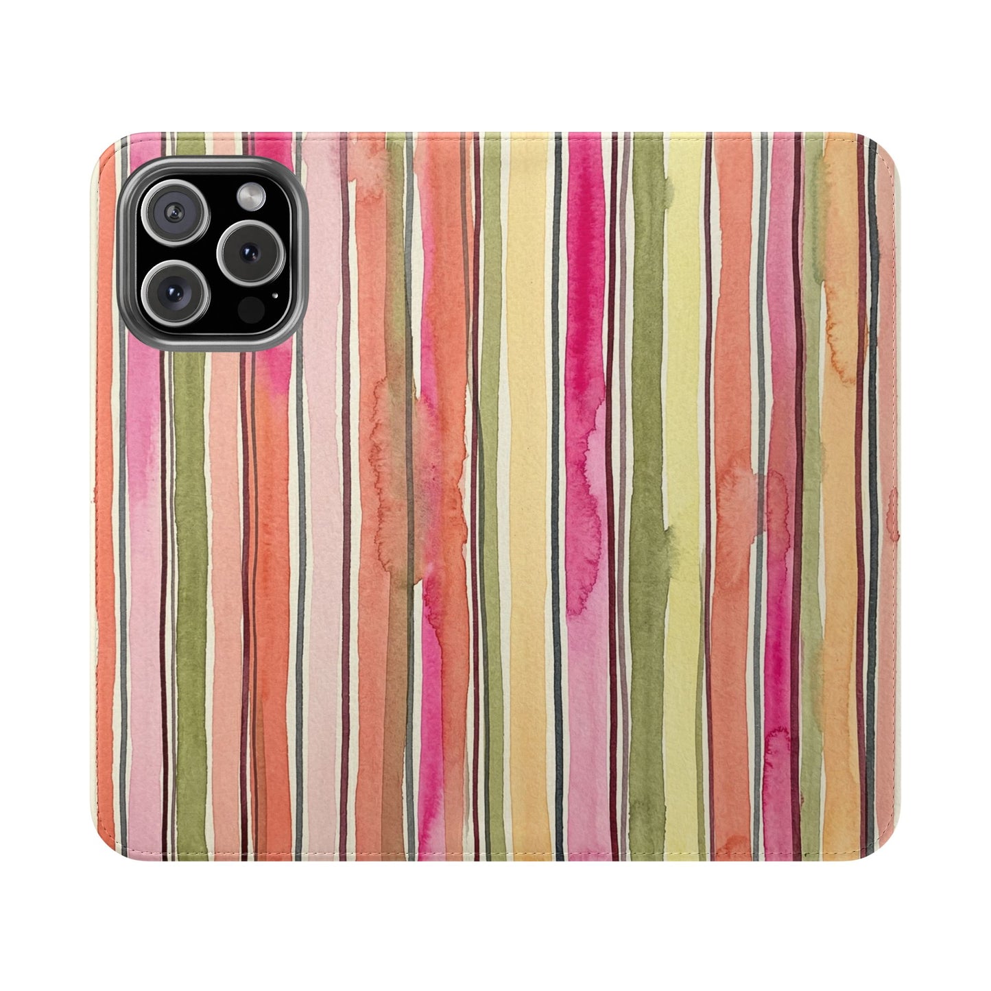 Summer Stripe Vegan Leather Flip Case