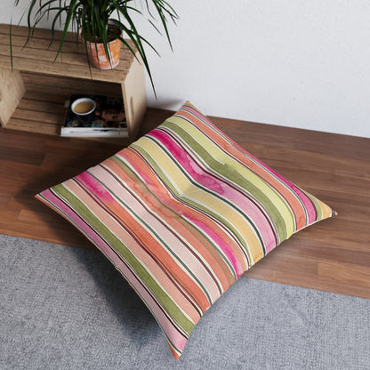 Summer Stripe Square Tufted Floor Pillow