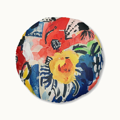 Abstract Flora Tufted Floor Pillow