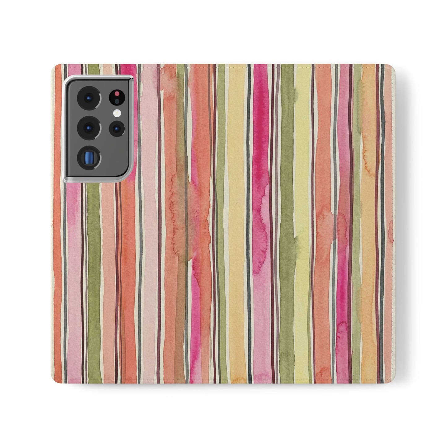 Summer Stripe Vegan Leather Flip Case