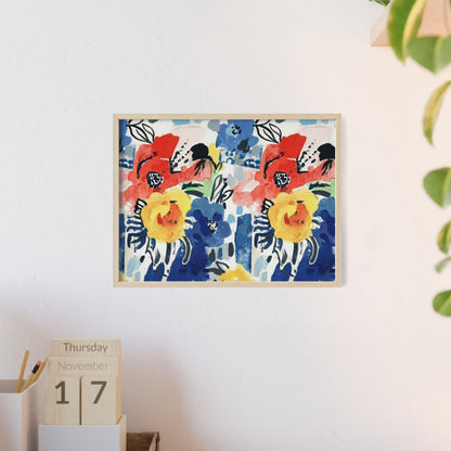Abstract Flora Wood Framed Posters