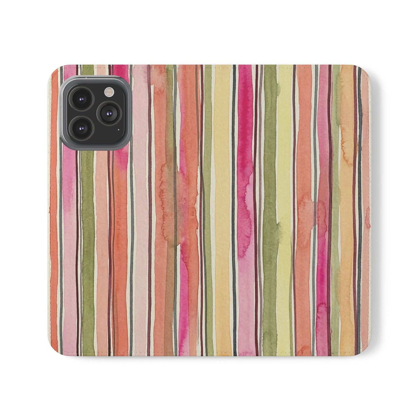 Summer Stripe Vegan Leather Flip Case