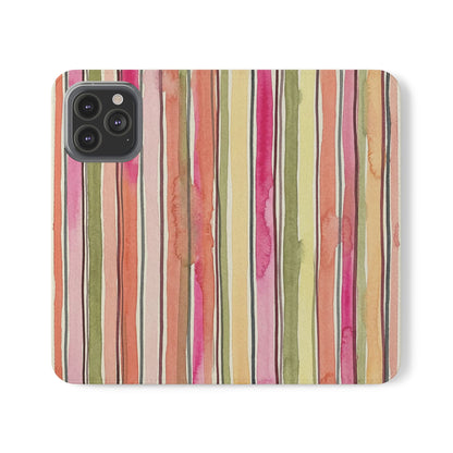 Summer Stripe Vegan Leather Flip Case