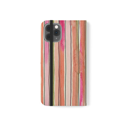 Summer Stripe Vegan Leather Flip Case