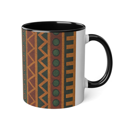 Tribal Pattern Coffee Mug, Ethnic Design Cup, Boho Kitchen Decor, Unique Gift for Tea Lovers, Artisan Ceramic