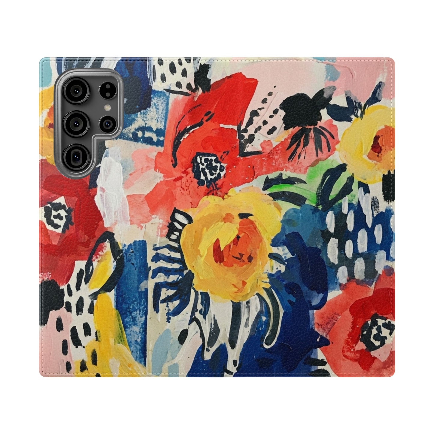 Abstract Flora Vegan Leather Flip Case
