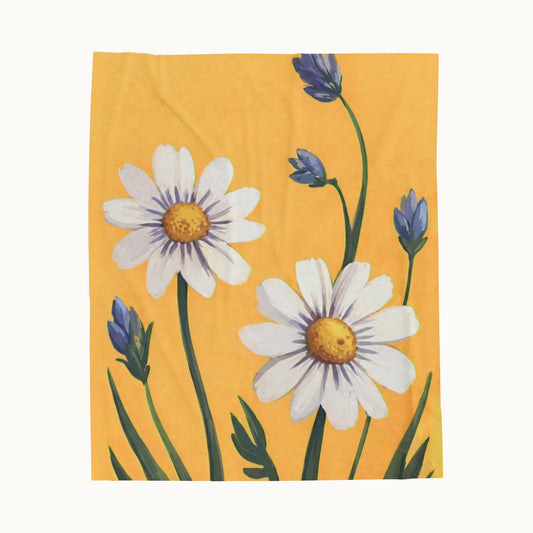 Spring Daisies Velveteen Plush Blanket