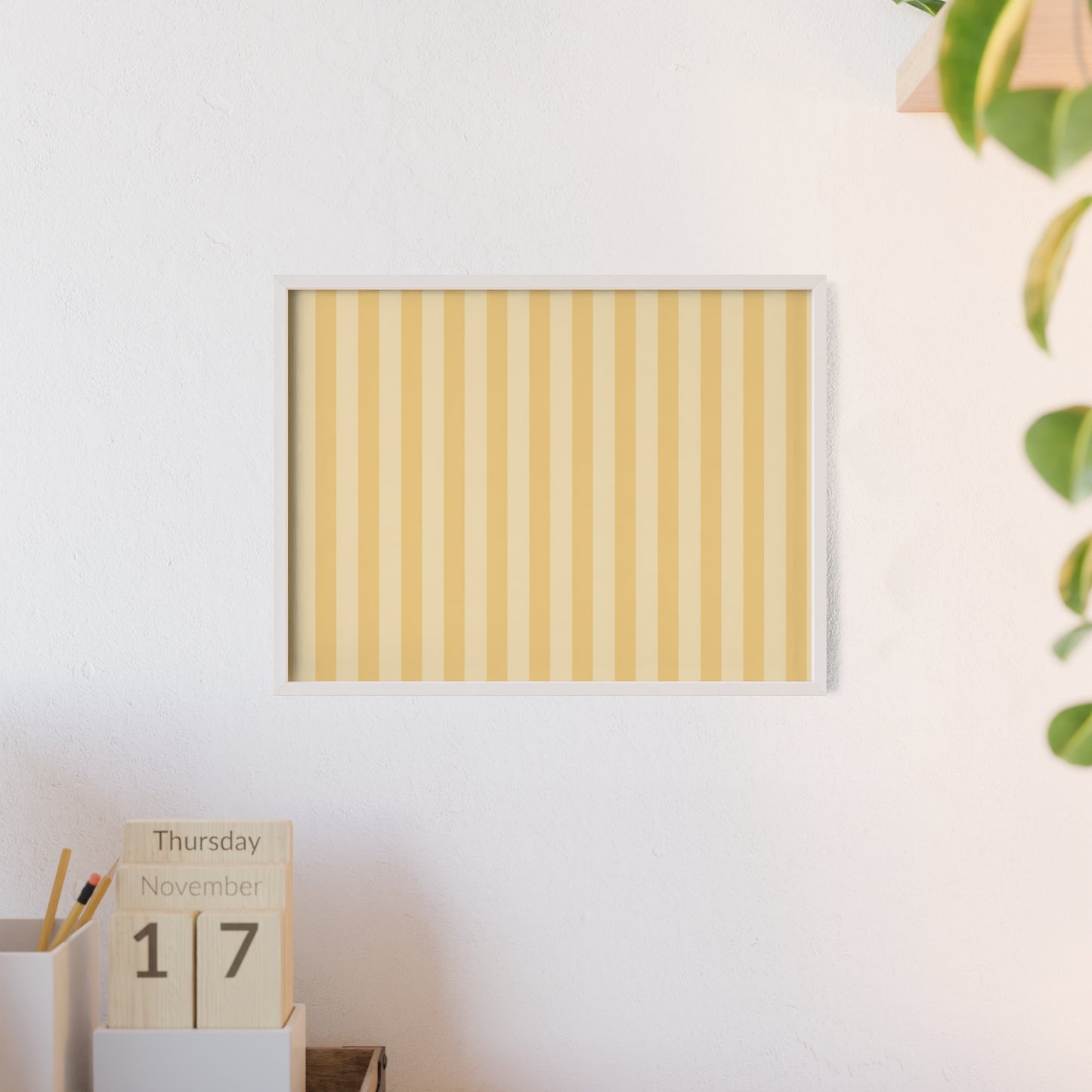 Buttercup Stripe Wood Framed Posters