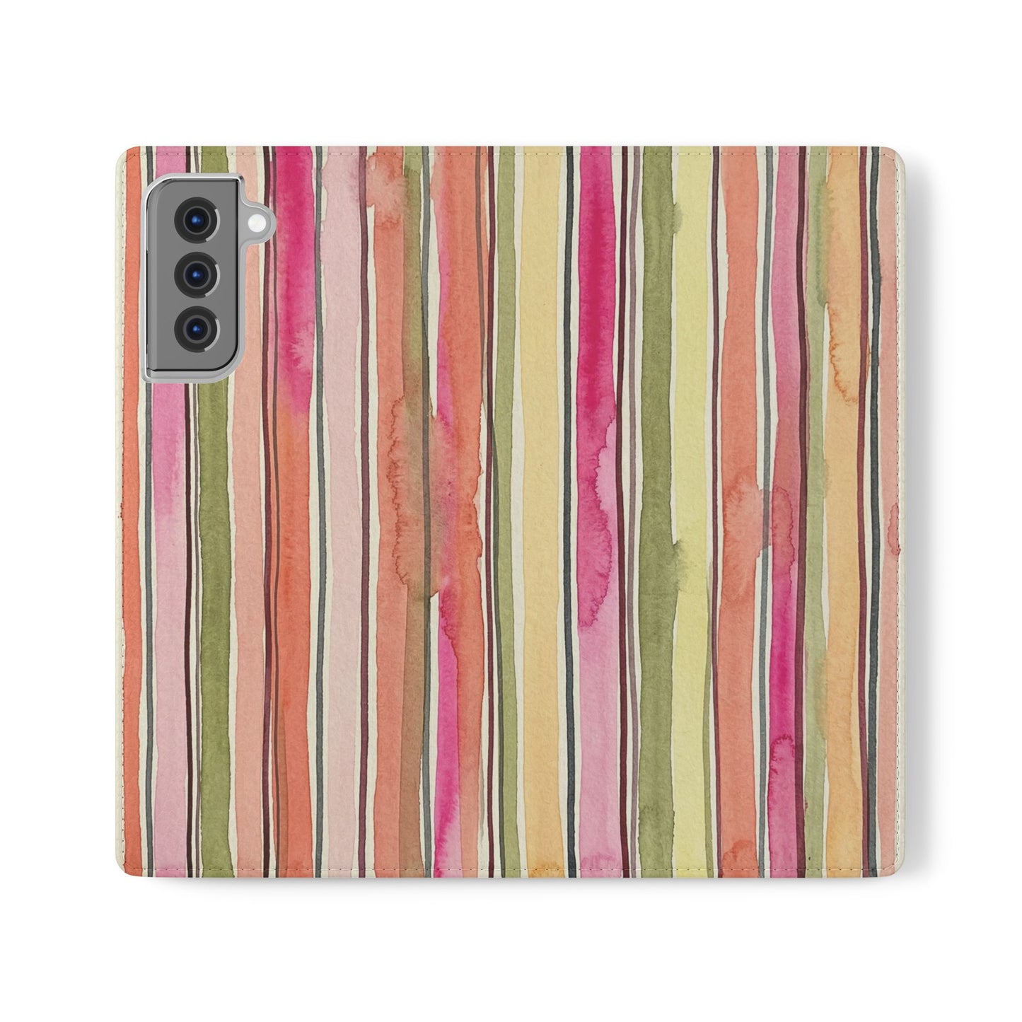Summer Stripe Vegan Leather Flip Case