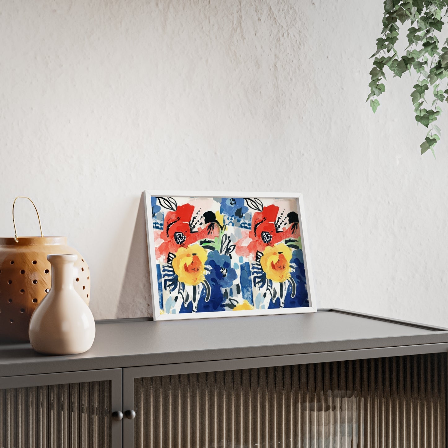 Abstract Flora Wood Framed Posters