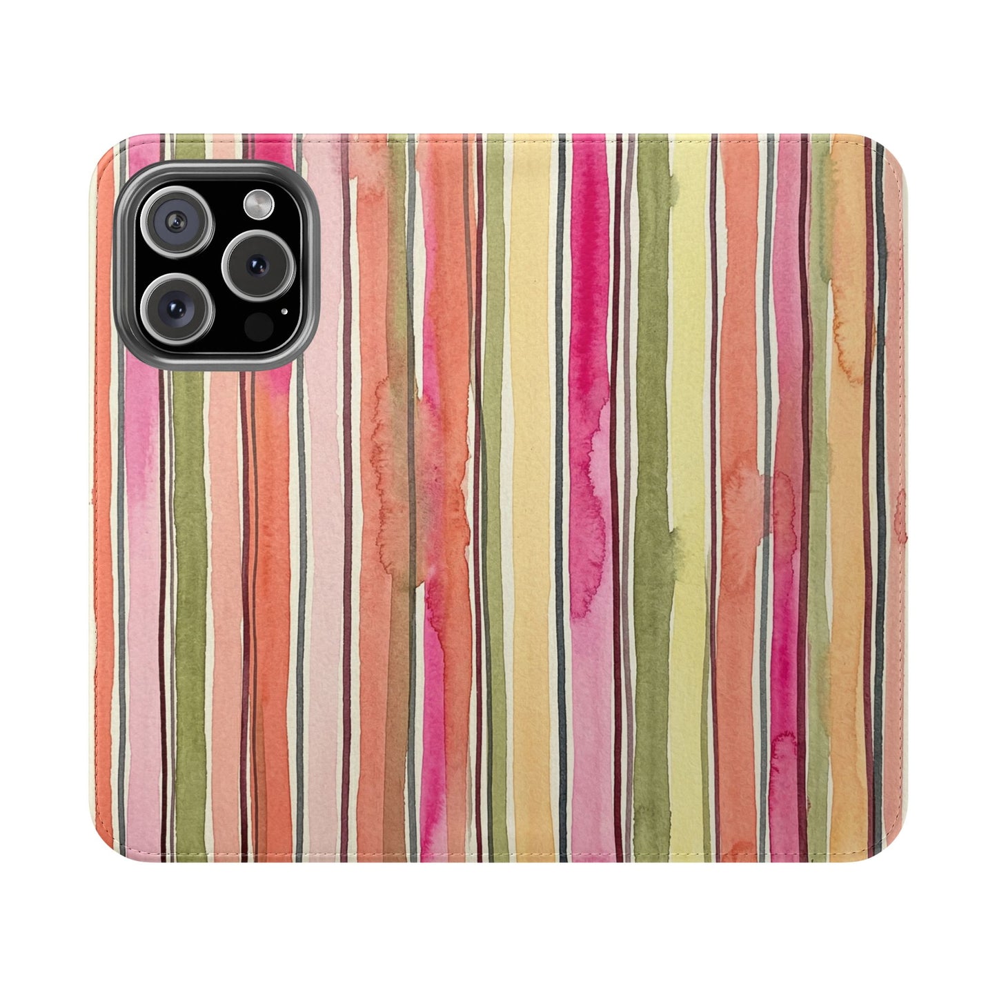Summer Stripe Vegan Leather Flip Case
