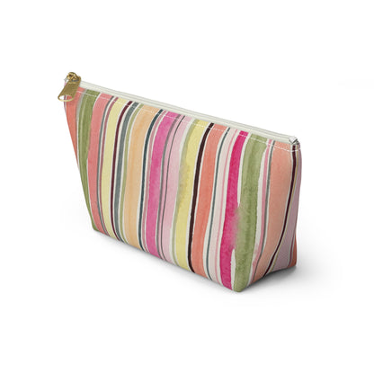 Summer Stripe Accessory Pouch with T-bottom