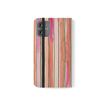 Summer Stripe Vegan Leather Flip Case