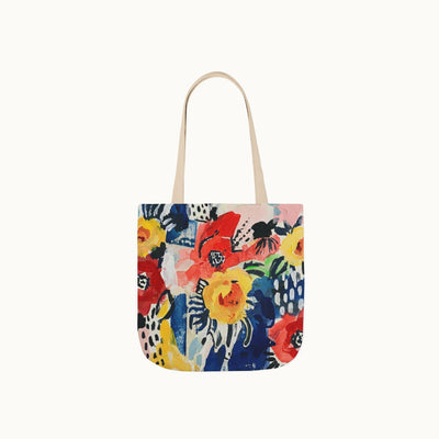 Abstract Flora Tote Bag with 5-Color Straps