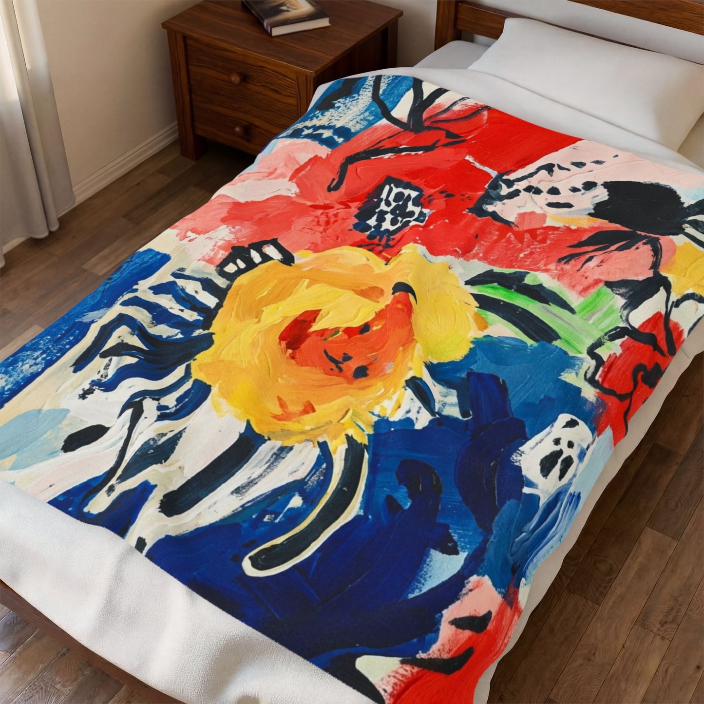 Abstract Flora Velveteen Plush Blanket