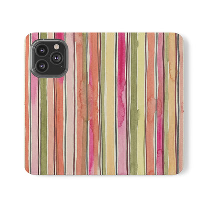 Summer Stripe Vegan Leather Flip Case