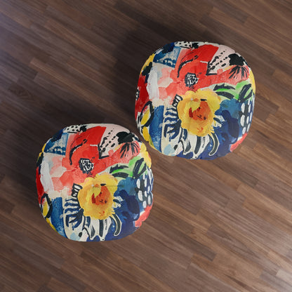 Abstract Flora Tufted Floor Pillow