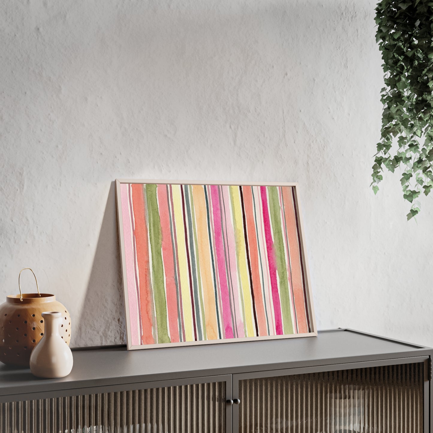 Summer Stripe Wood Framed Posters