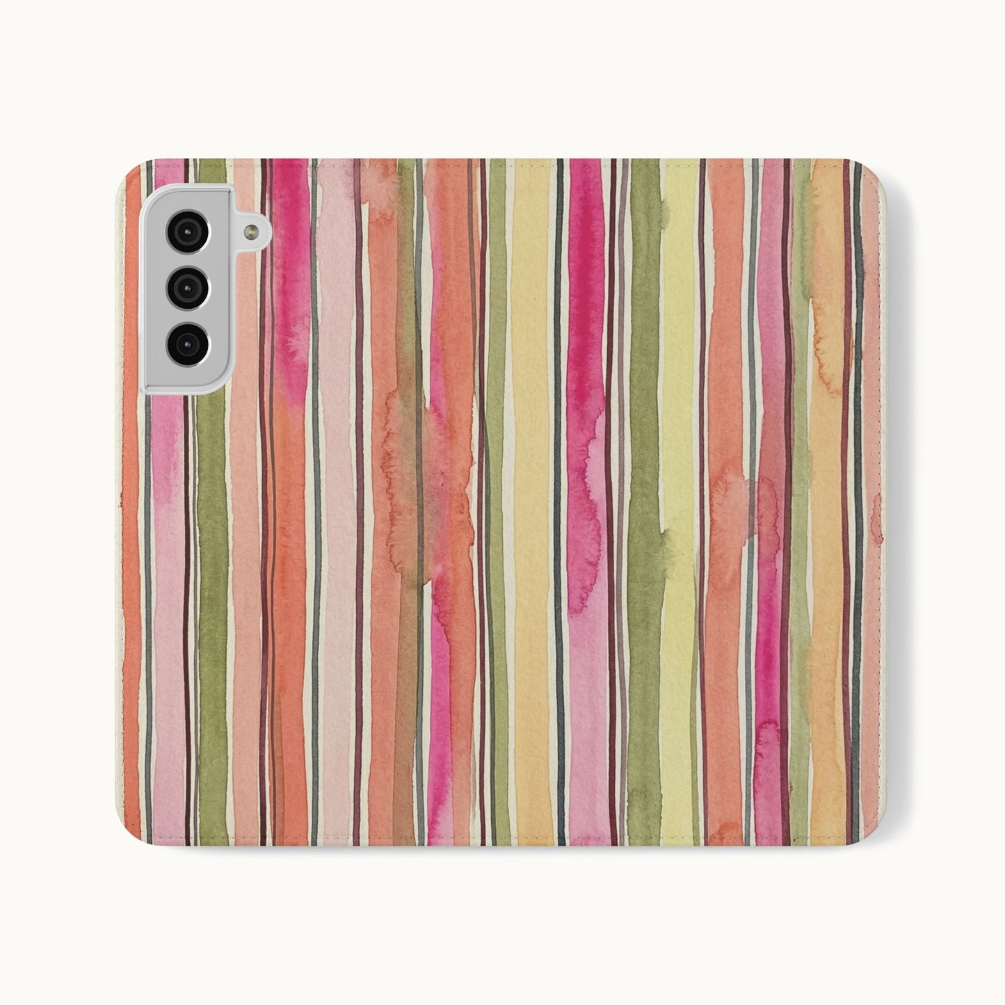 Summer Stripe Vegan Leather Flip Case