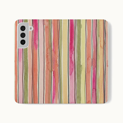 Summer Stripe Vegan Leather Flip Case