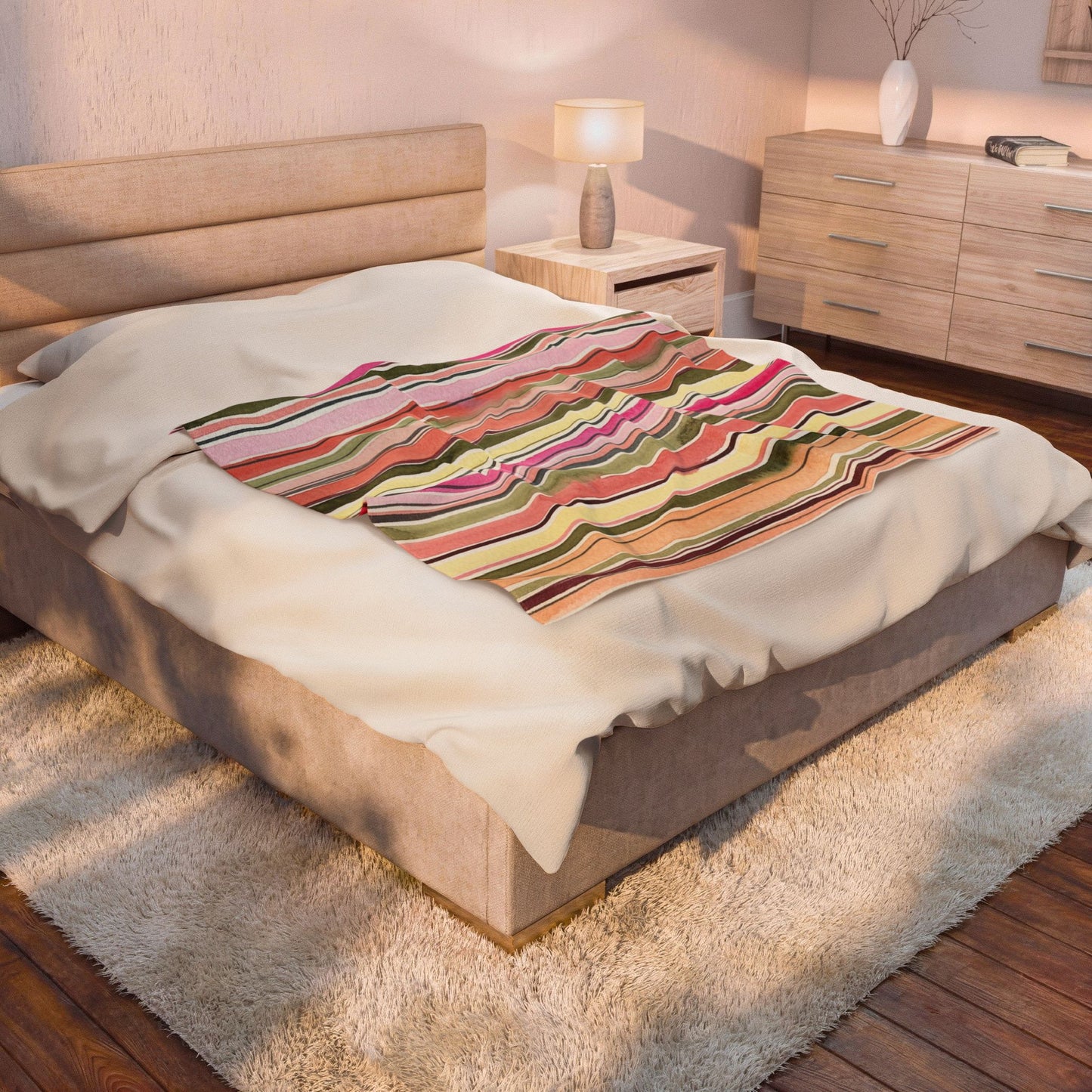 Summer Stripe Velveteen Plush Blanket