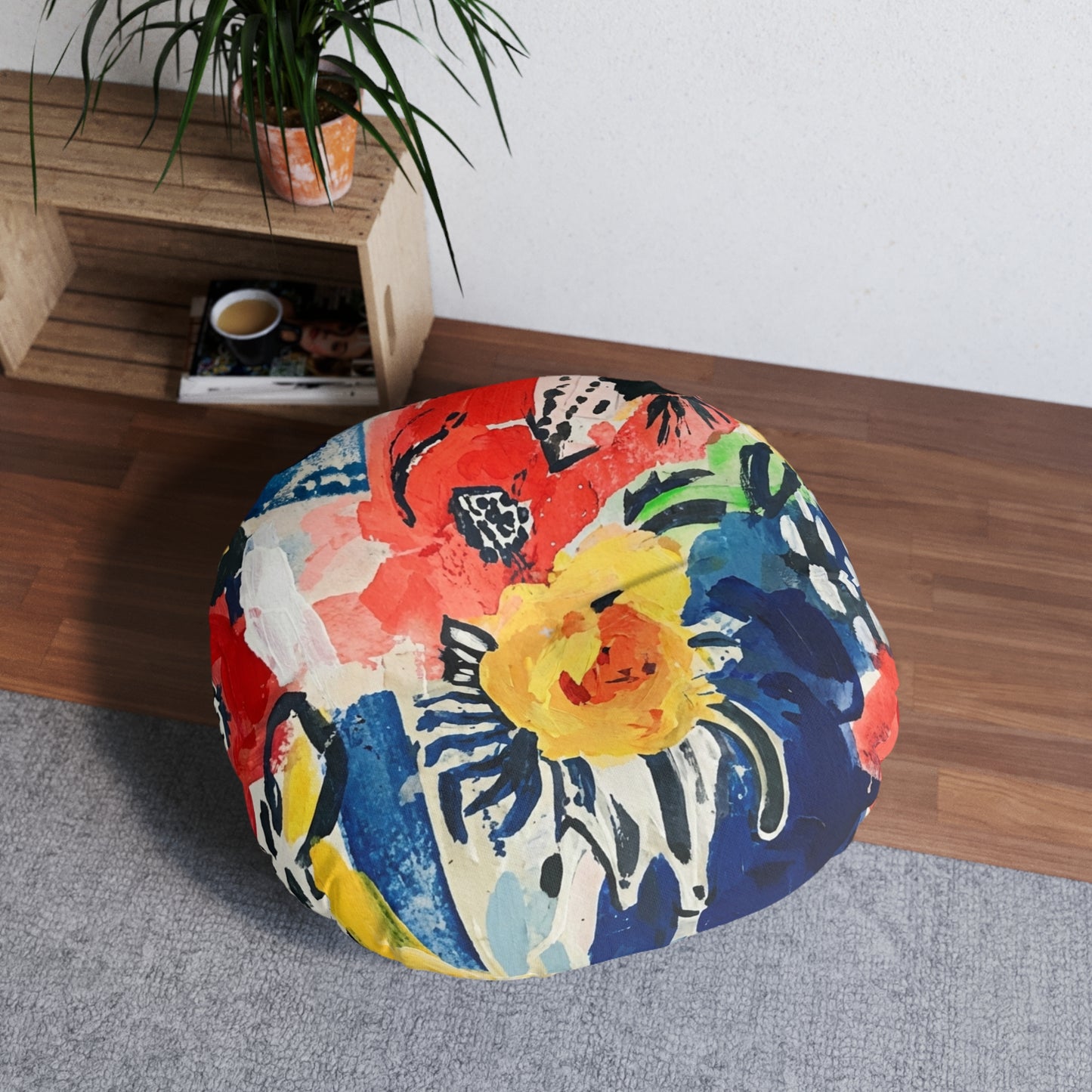 Abstract Flora Tufted Floor Pillow