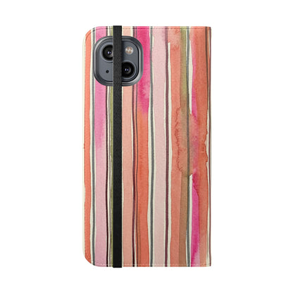 Summer Stripe Vegan Leather Flip Case