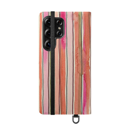 Summer Stripe Vegan Leather Flip Case