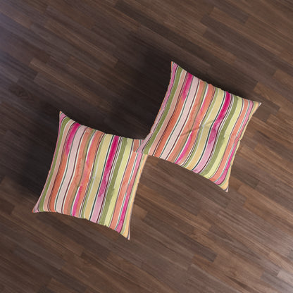 Summer Stripe Square Tufted Floor Pillow