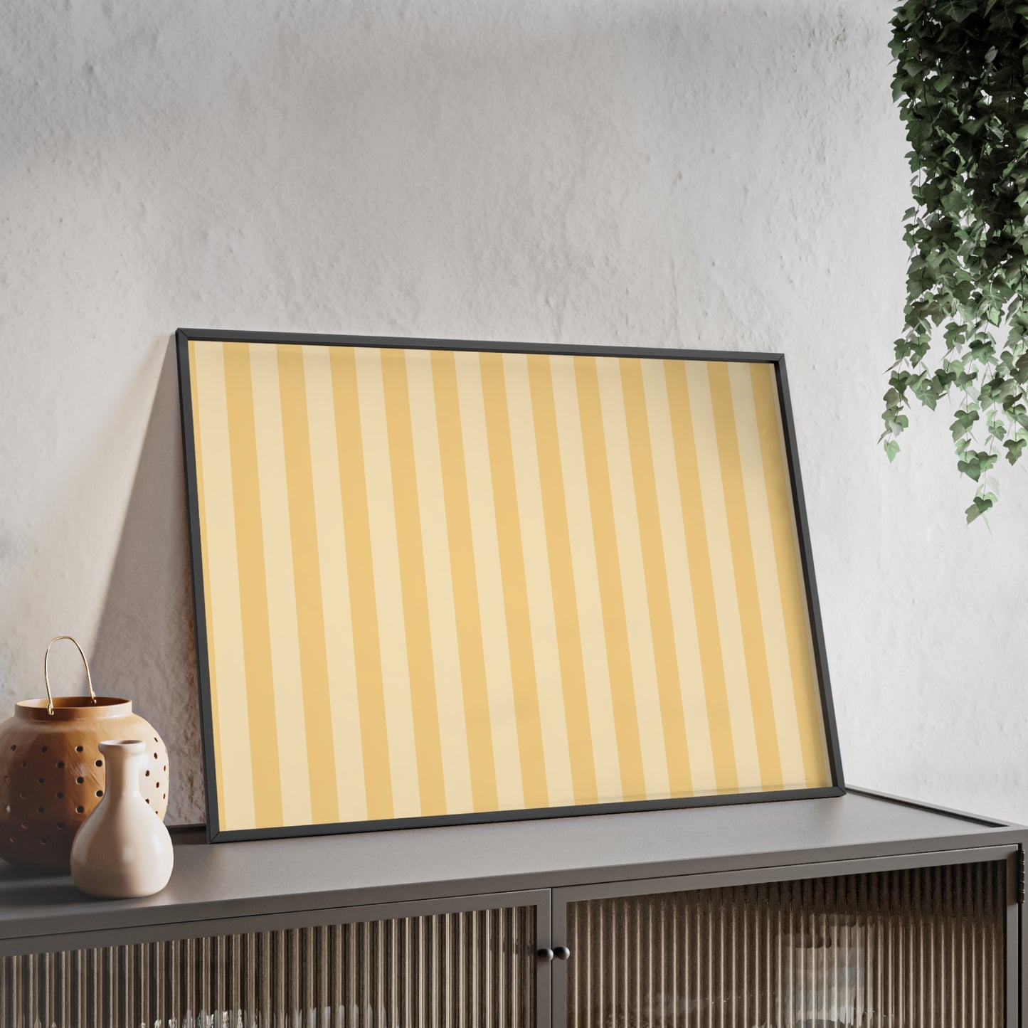 Buttercup Stripe Wood Framed Posters