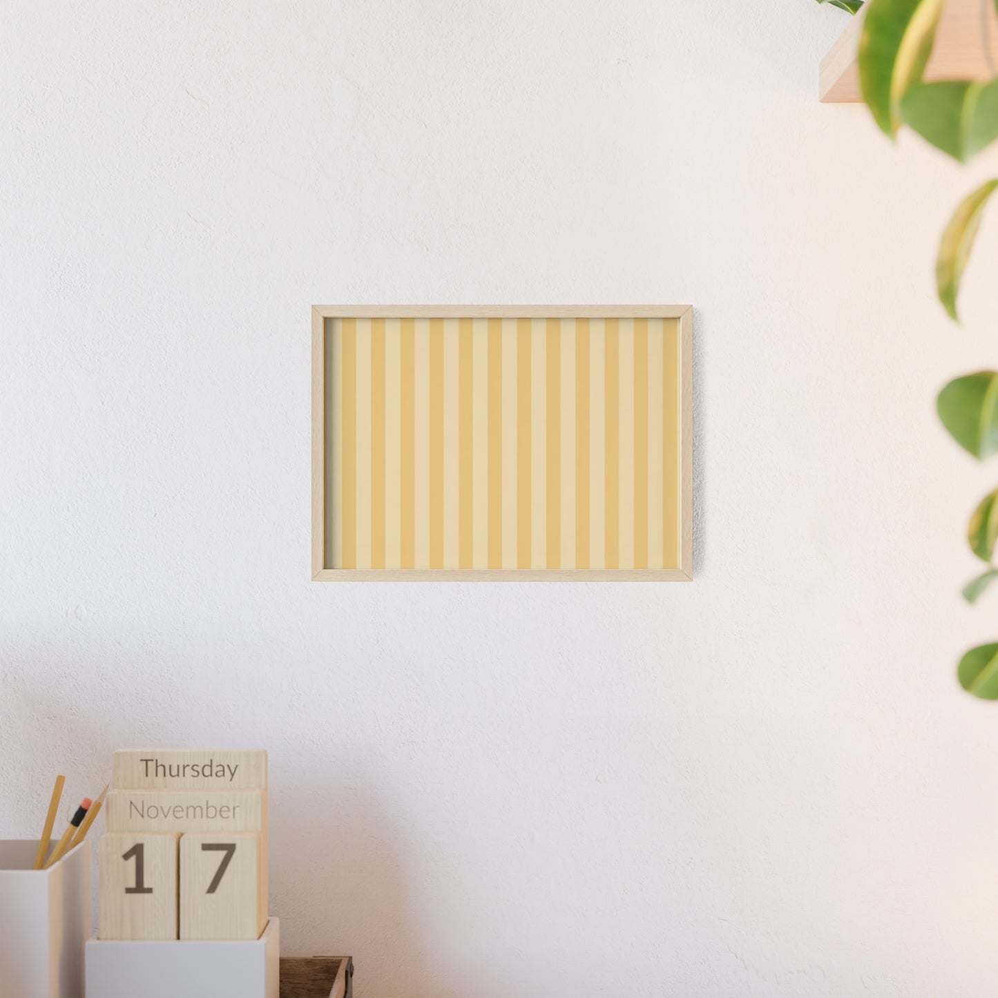 Buttercup Stripe Wood Framed Posters