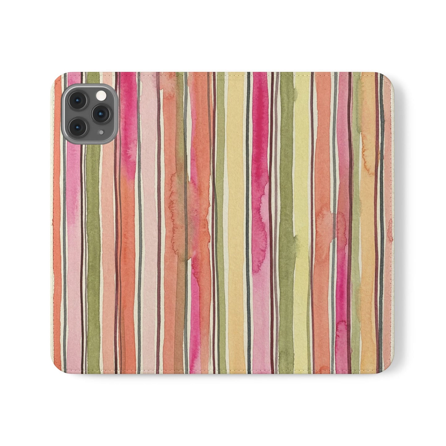 Summer Stripe Vegan Leather Flip Case