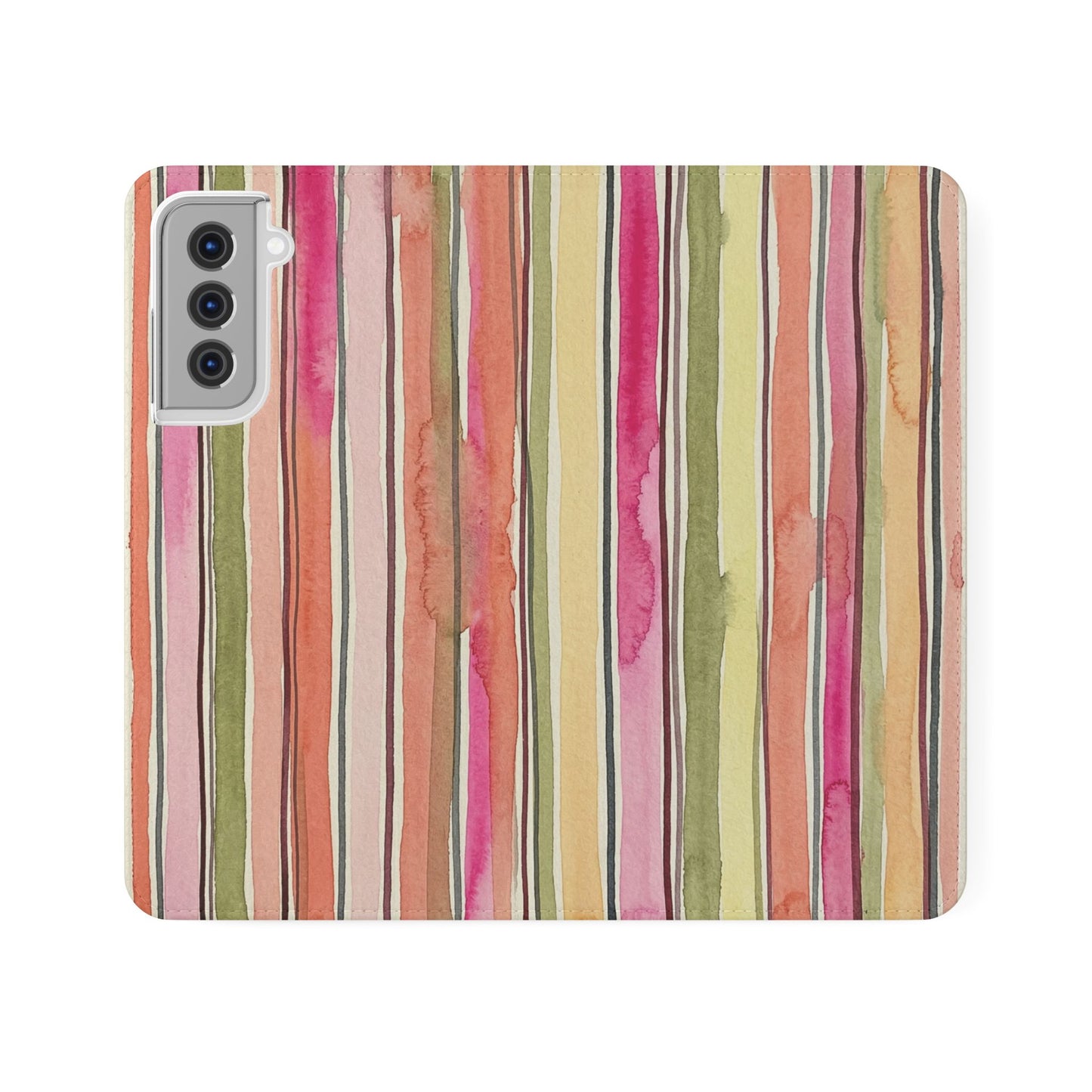 Summer Stripe Vegan Leather Flip Case