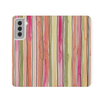 Summer Stripe Vegan Leather Flip Case