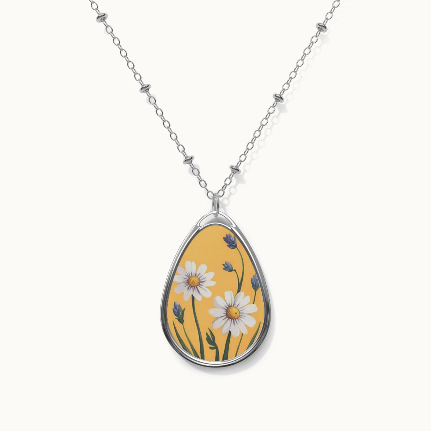 Spring Daisies Oval Necklace