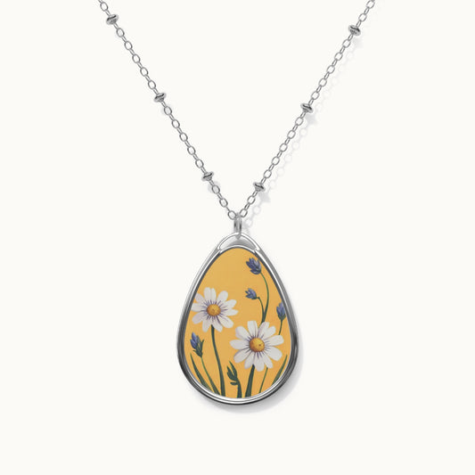 Spring Daisies Oval Necklace