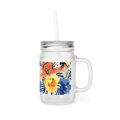 Abstract Flora Mason Jar Tumbler