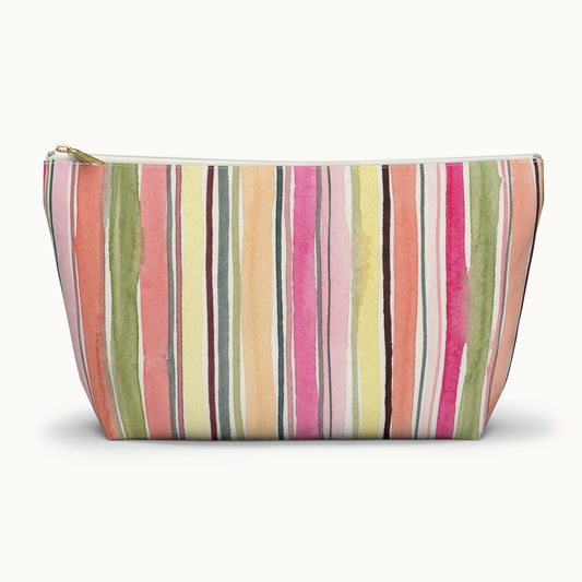 Summer Stripe Accessory Pouch with T-bottom
