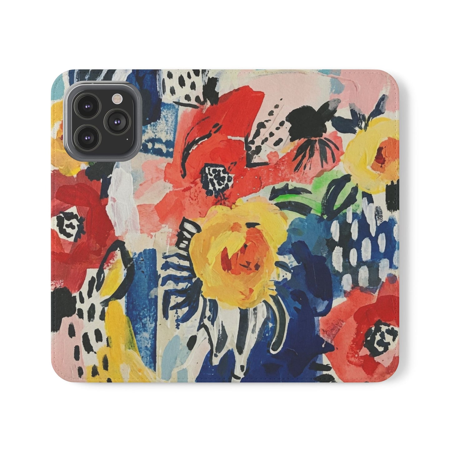 Abstract Flora Vegan Leather Flip Case