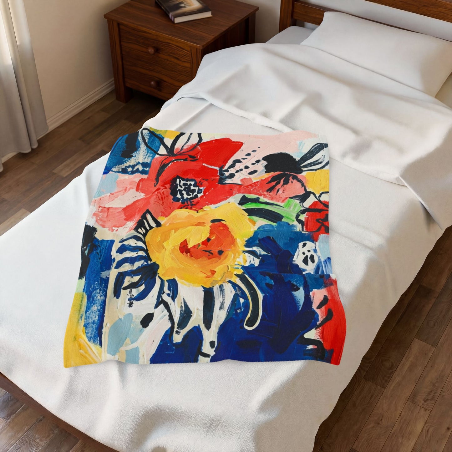 Abstract Flora Velveteen Plush Blanket