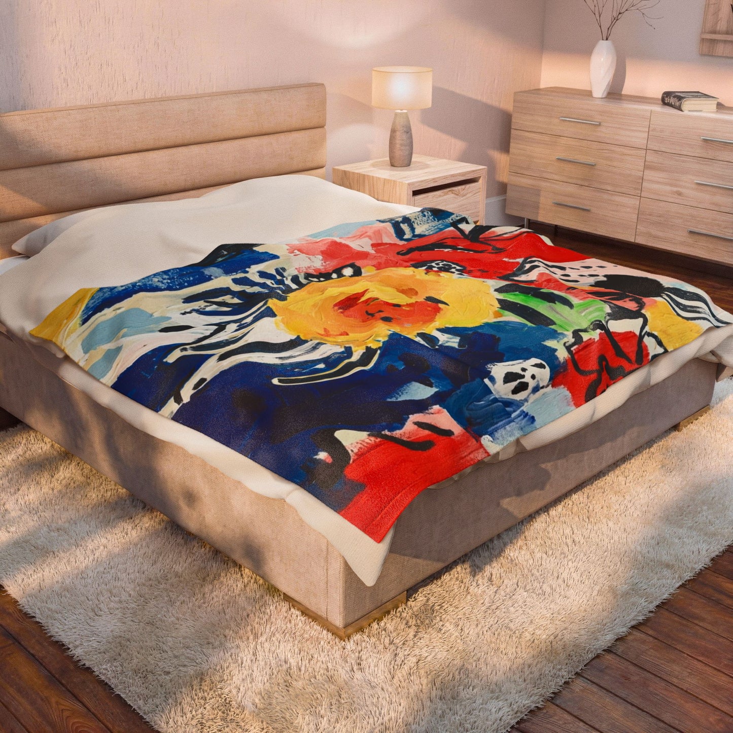 Abstract Flora Velveteen Plush Blanket