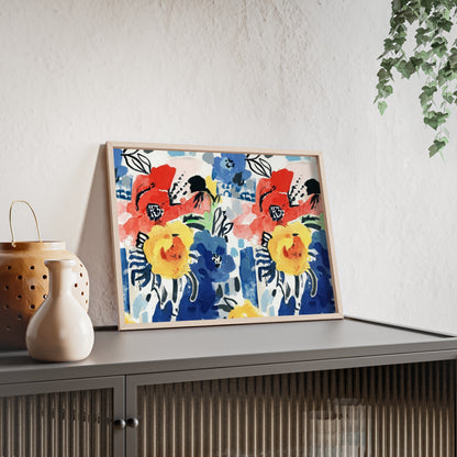 Abstract Flora Wood Framed Posters